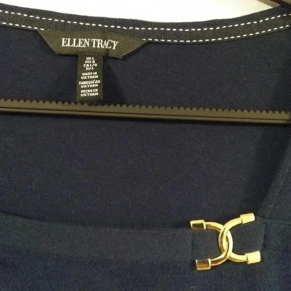 Ellen Tracy Blue Knit Top - Picture 3 of 5